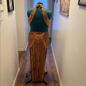 ASOS Orange and Nude Midi Dress